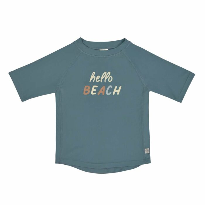 T-shirt anti-UV manches courtes enfants - Hello Beach, bleu (Lassig)
