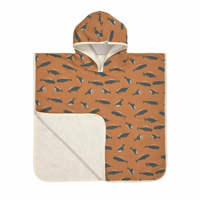 Poncho de plage anti-uv enfants - Baleine, caramel (Lassig)