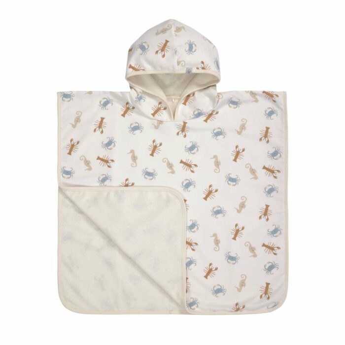 Poncho de plage anti-uv enfants - Animaux de la mer, blanc cassé (Lassig)