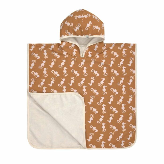 Poncho de plage anti-uv enfants - Hippocampe, caramel (Lassig)