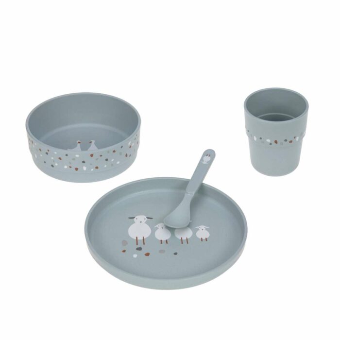 Coffret Repas Enfant - Tiny Farmer, Mouton & Oie Bleu (Lassig)