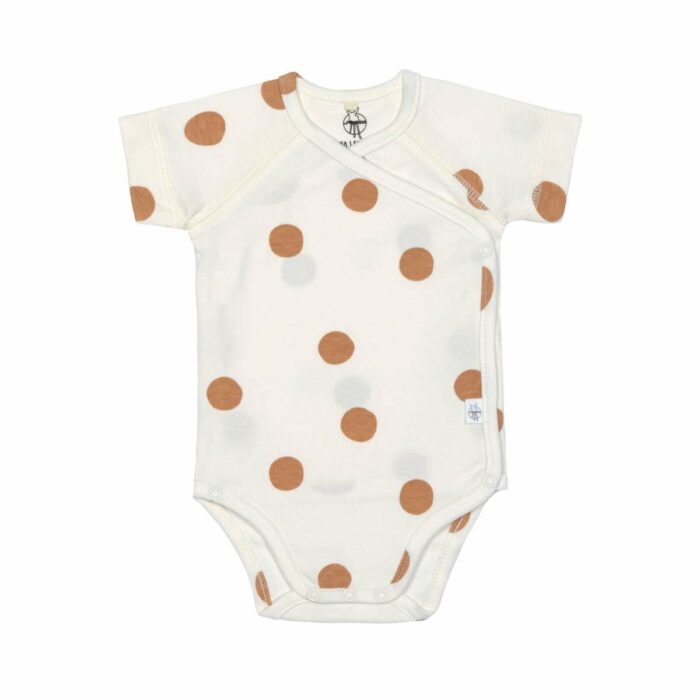 Body Bébé Manches Courtes - GOTS, Big Dots blanc cassé  (Lassig)
