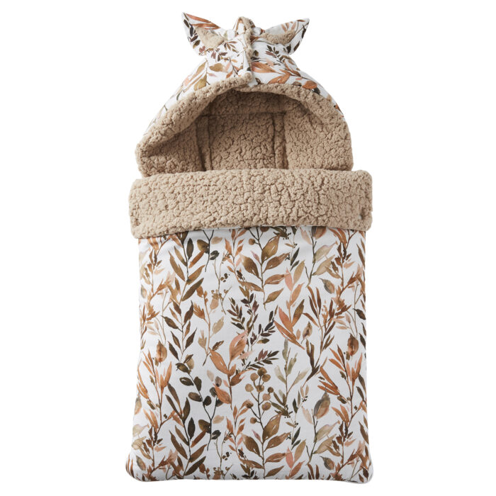 Nid d’ange en coton imp. feuillages doublé sherpa ourson (BB and Co)