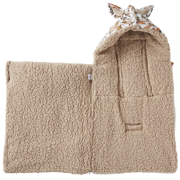 Nid d’ange en coton imp. feuillages doublé sherpa ourson (BB and Co) – Image 2