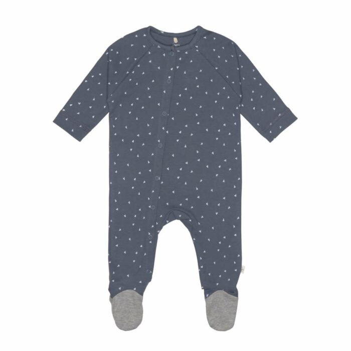 Pyjama bébé avec pieds- Coton Bio, Triangle bleu (Lassig)