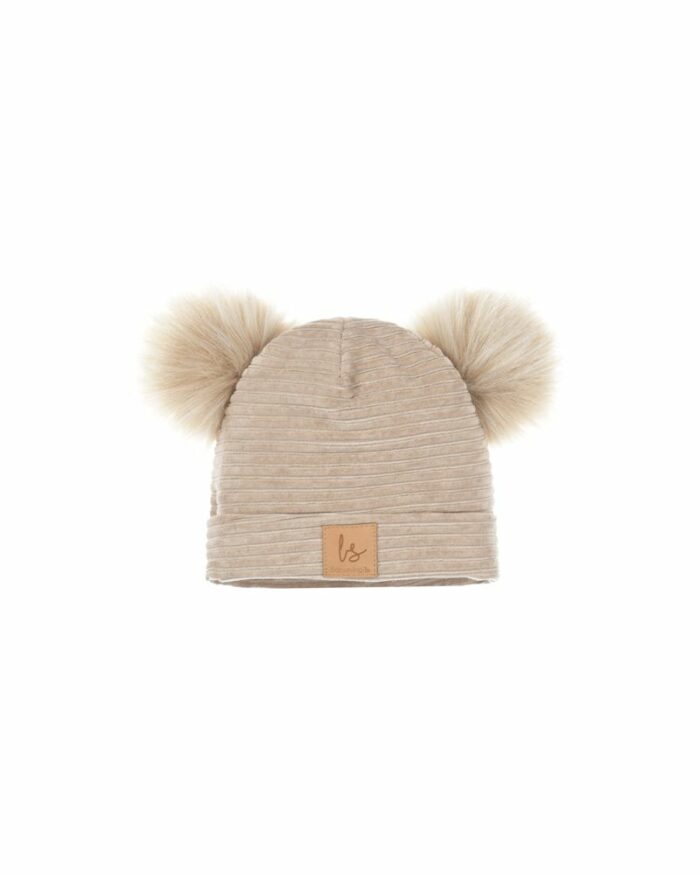 Bonnet pompom beige  (Babystyling)