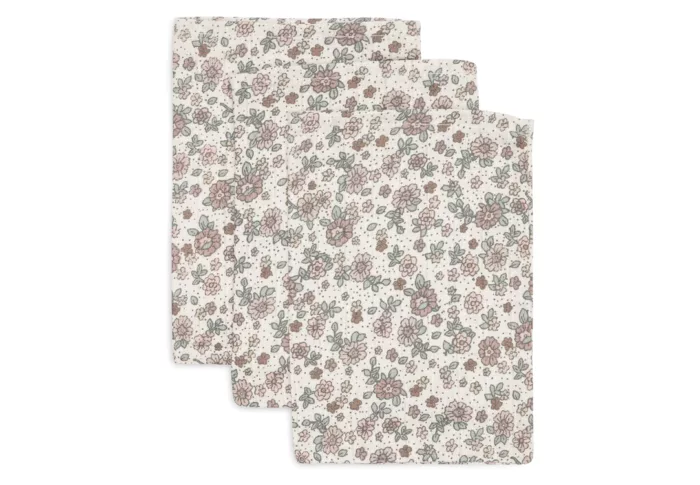 Gant de Toilette Gaze de Coton 15x20cm Retro Flowers - 3 Unités (Jollein)