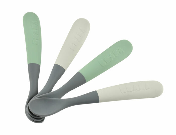 LOT DE 4 CUILLÈRES 1ER ÂGE SILICONE BI-TON MINERAL (Béaba)