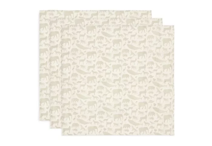 Lange gaze de Coton small 70x70cm Animals Nougat (3p) (Jollein)
