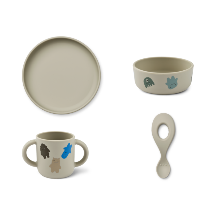 COFFRET REPAS EN SILICONE VIVI MONSTER / MIST (Liewood)