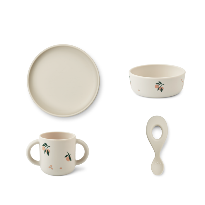 COFFRET REPAS EN SILICONE VIVI PEACH / SEA SHELL MIX (Liewood)