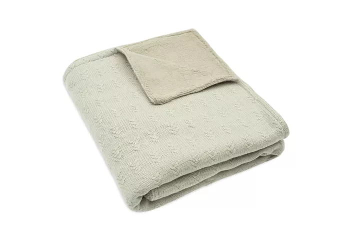 Couverture 100x150cm Grain Knit - Olive Green/Velour (Jollein)