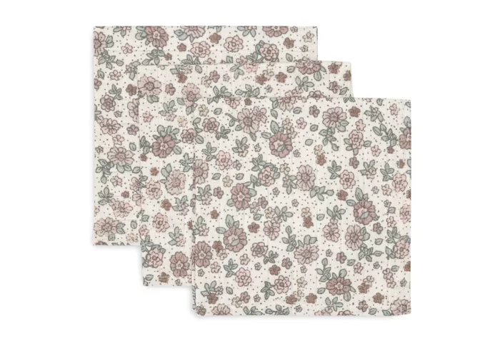 Serviette Gaze de Coton 31x31cm Retro Flowers - 3 Unités (Jollein)