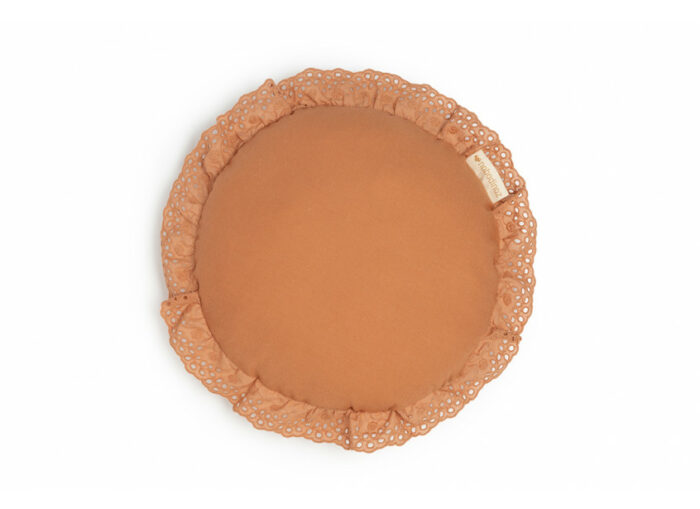 Coussin rond Vera Eyelet Lace • sienna brown (Nobodinoz)