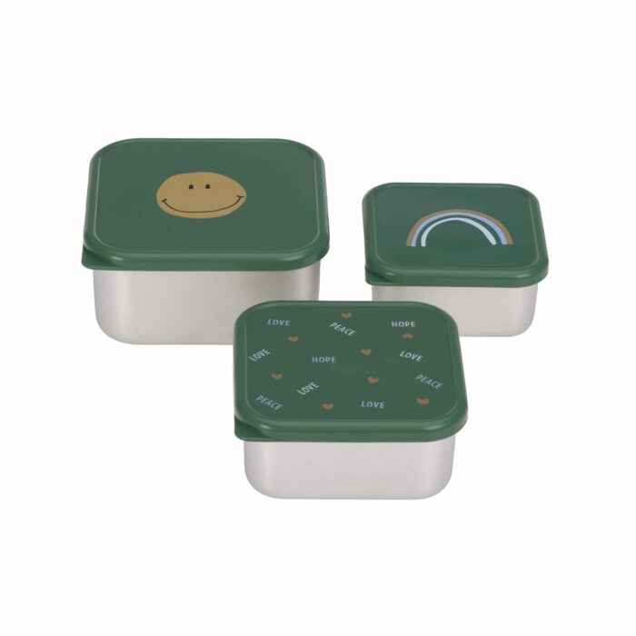 Boîtes à goûter enfants (Lot de 3) - Happy Rascals Smile vert (Lassig)