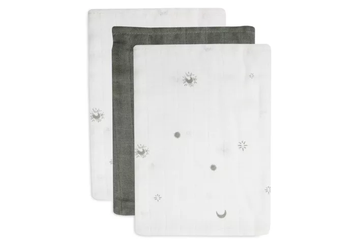 Gant de Toilette Gaze de Coton Stargaze - Leaf Green - 3 pièces (Jollein)