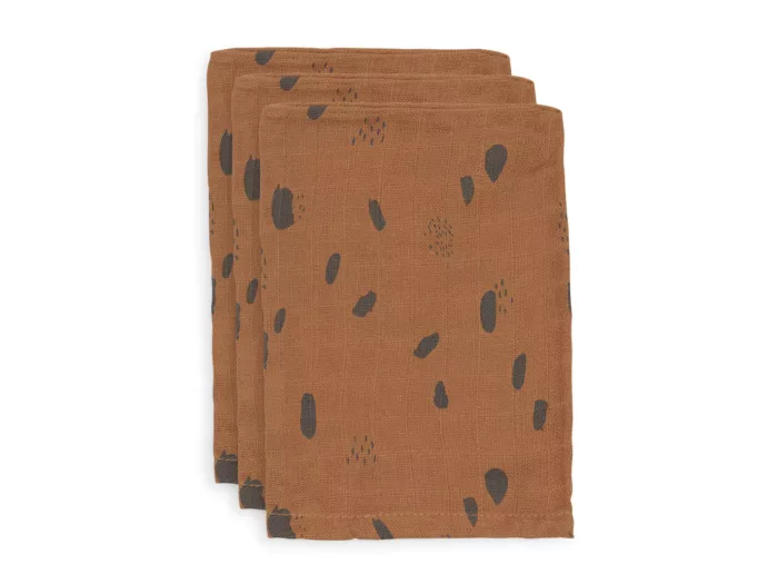 Gant de Toilette Gaze de Coton Spot Caramel - 3 Unités (Jollein)