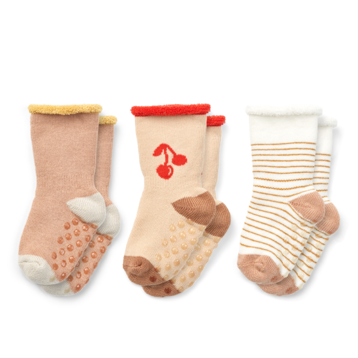 LOT DE 3 CHAUSSETTES POUR BÉBÉ ANTIDÉRAPANTES ELOY Cherries Mix (Liewood)