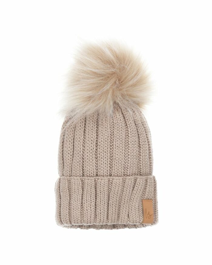 Bonnet pompon Light oak (Babystyling)