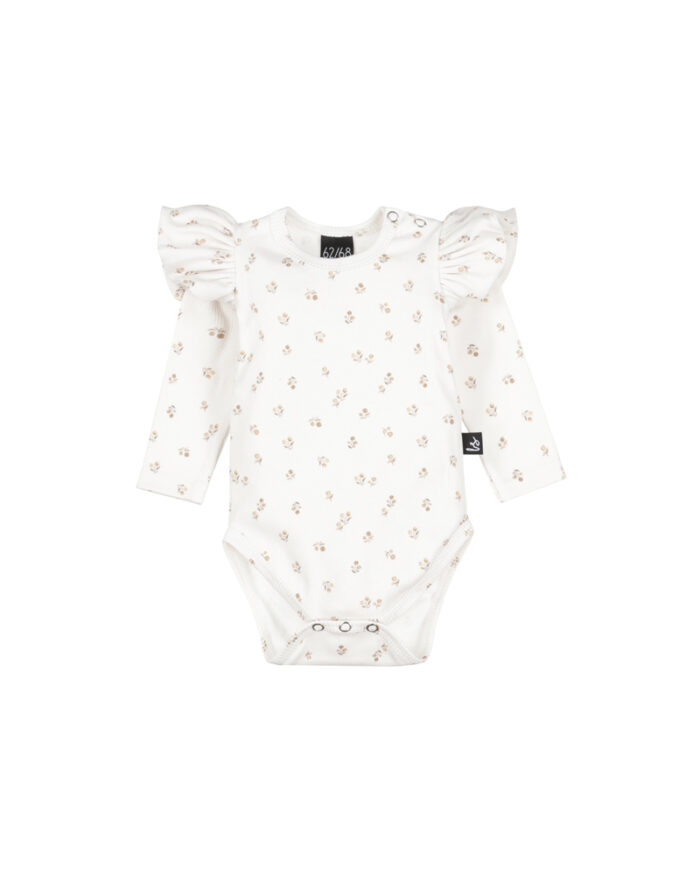 Body manches longues volants belly brown flowers rib (Babystyling)