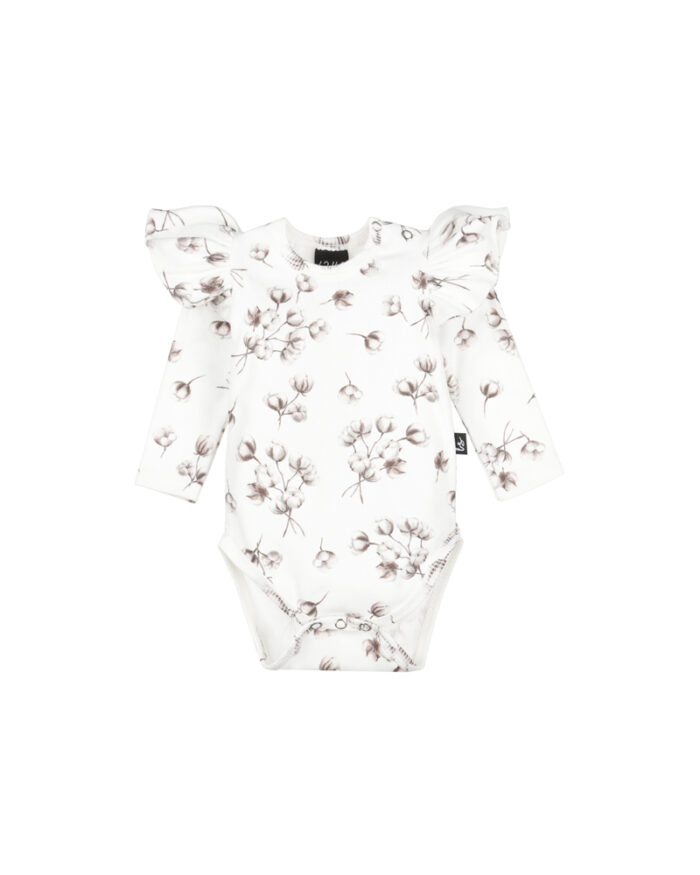 Body manches longues volants cotton flowers rib (Babystyling)