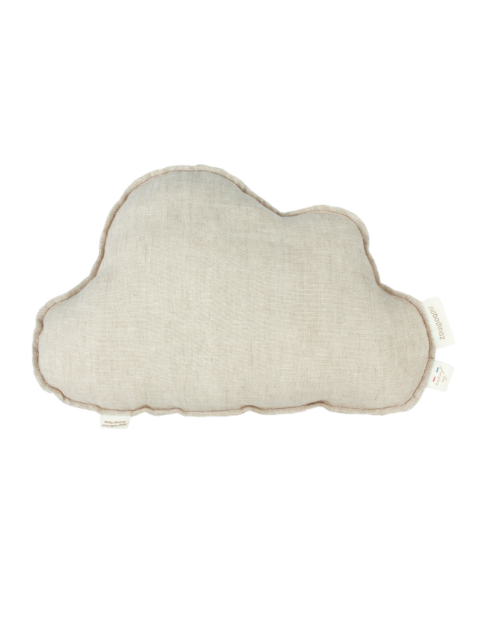 Lin français coussin nuage Greige (Nobodinoz)