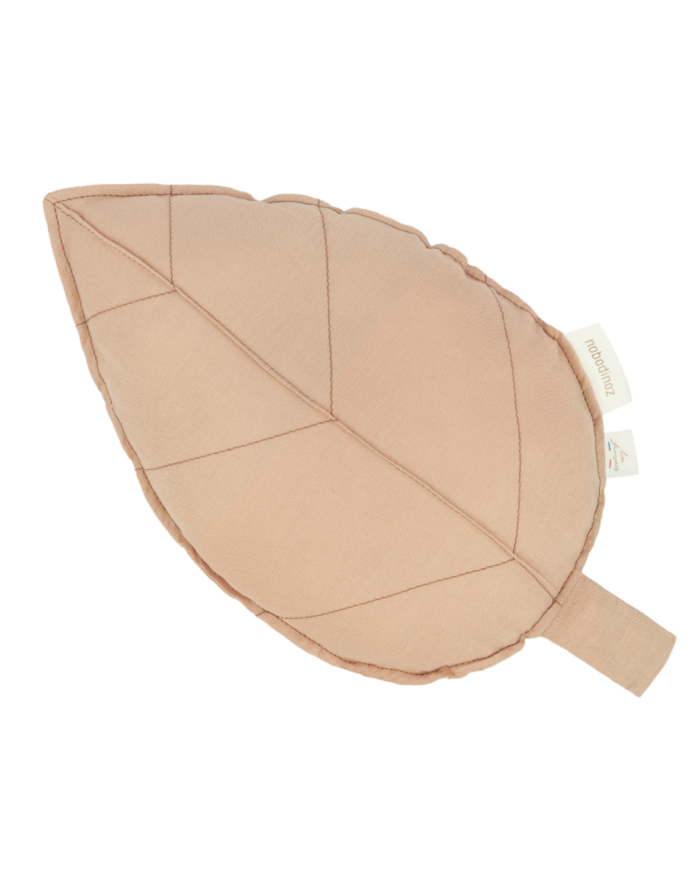 Lin français coussin feuille Sand (Nobodinoz)