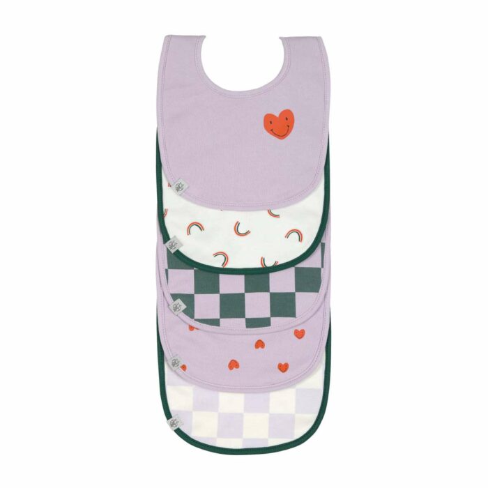 Bavoirs imperméables (Lot de 5), Happy Rascals Cœur (Lassig)