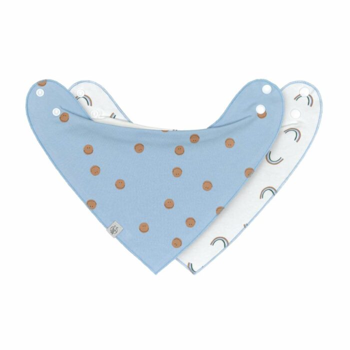 Bandanas Bébé (2 pcs) - Bavoir, Happy Rascals bleu ciel (Lassig)
