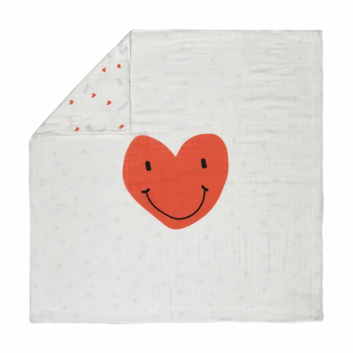 Couverture de bébé divinement douce - Happy Rascals, Cœur (Lassig)