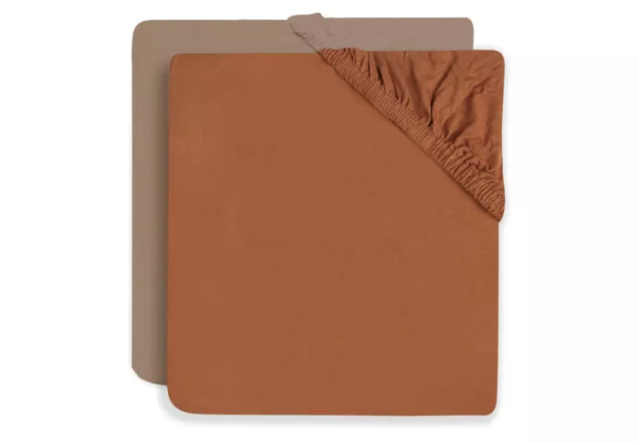 Drap-housse Jersey 60x120cm - Caramel/Biscuit - 2 pièces (Jollein)