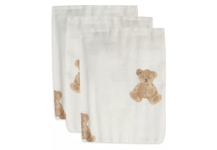 Gant de Toilette Gaze de Coton Teddy Bear - 3 pièces (Jollein)