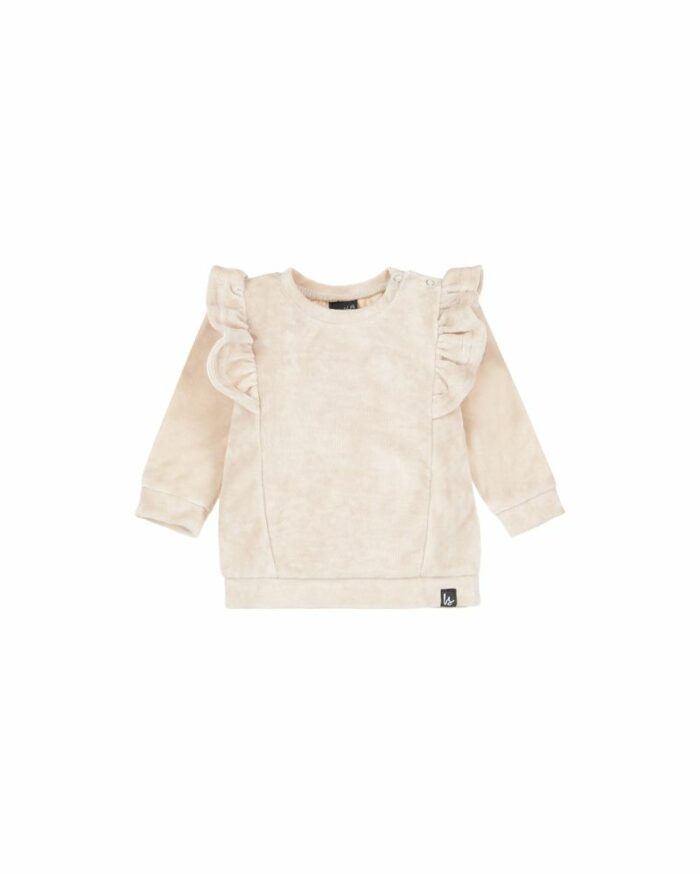 Sweat bébé fille velours beige (Babystyling)