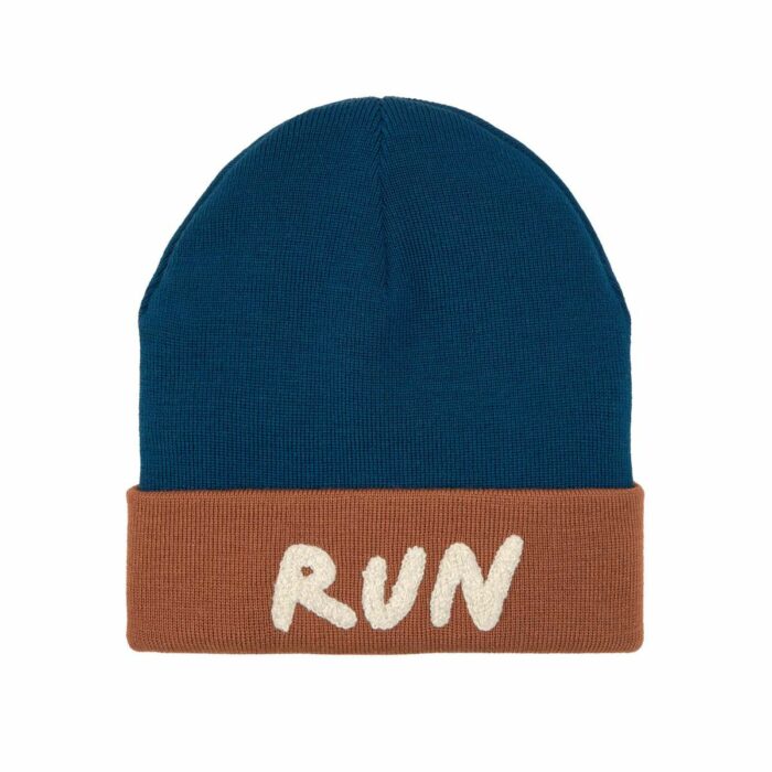 Bonnet mérinos Little Gang Run marron/bleu (Lassig)