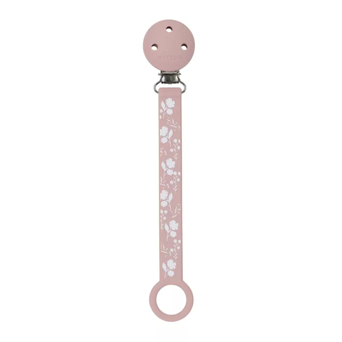 Attache-Sucette avec Fixation Universel Silicone Motif Rose (Nattou)