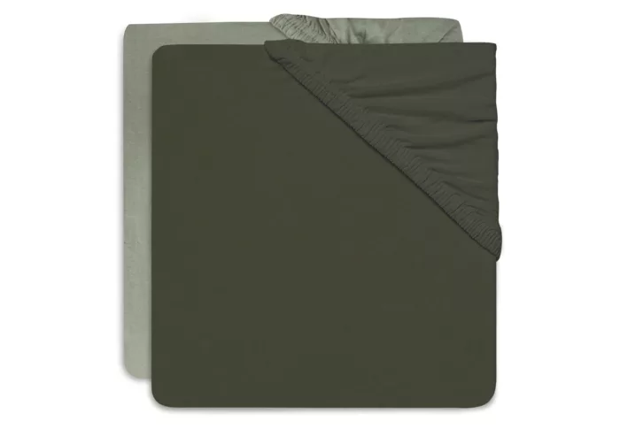 Drap-housse Jersey 60x120cm Ash Green/Leaf Green - 2 pièces (Jollein)