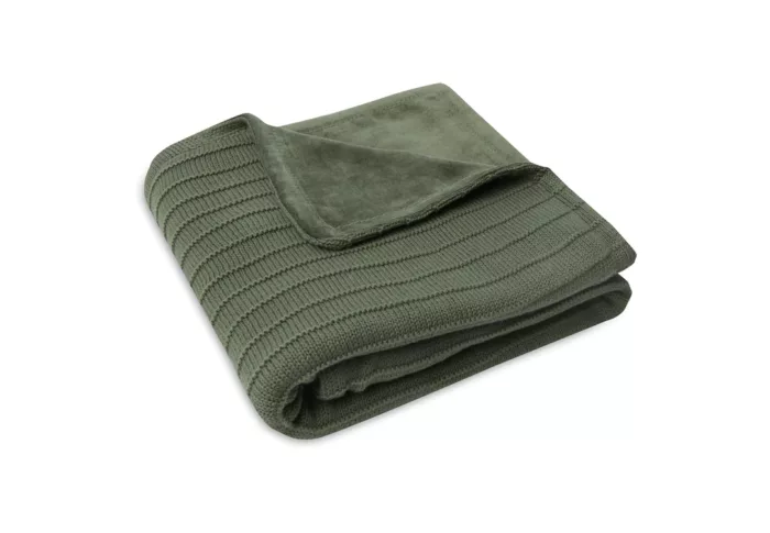 Couverture Berceau 75x100cm Pure Knit - Leaf Green/Velvet - GOTSl (Jollein)