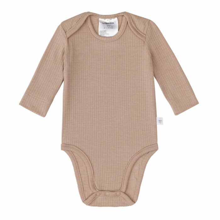 Body bébé manches longues - côtelé, brun Tencel (Lassig)