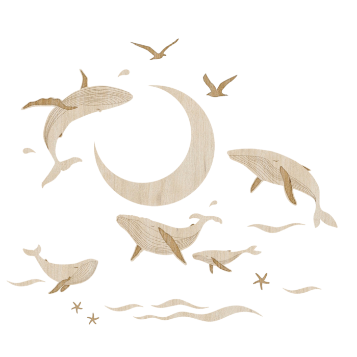 Set de décoration en bois - Baleines (ZAKUW)