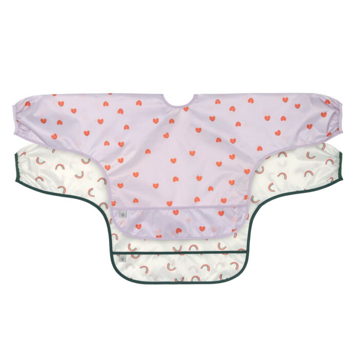 Bavoirs manches longues avec poche (2pcs) - Happy Rascals, lavande (Lassig)