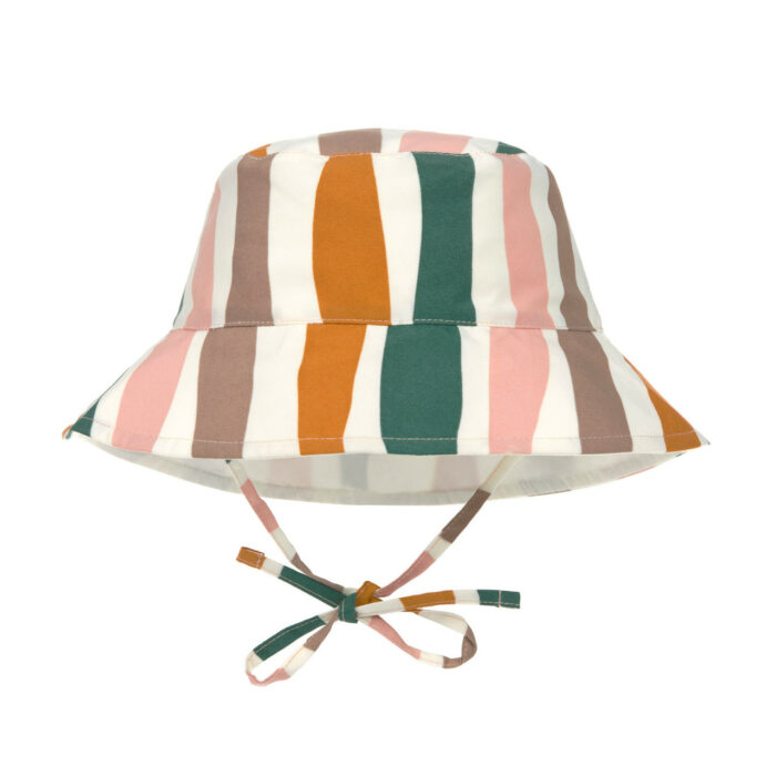 Chapeau anti-UV réversible enfants - Vagues, rose blanc (Lassig)