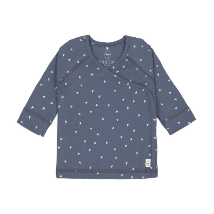 T-Shirt Kimono Bébé - Coton Bio, Triangle Bleu (Lassig)