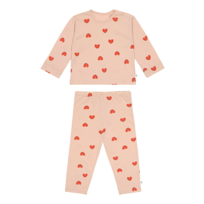 Pyjama à manches longues enfants - bio coton, Coeur rose (Lassig)