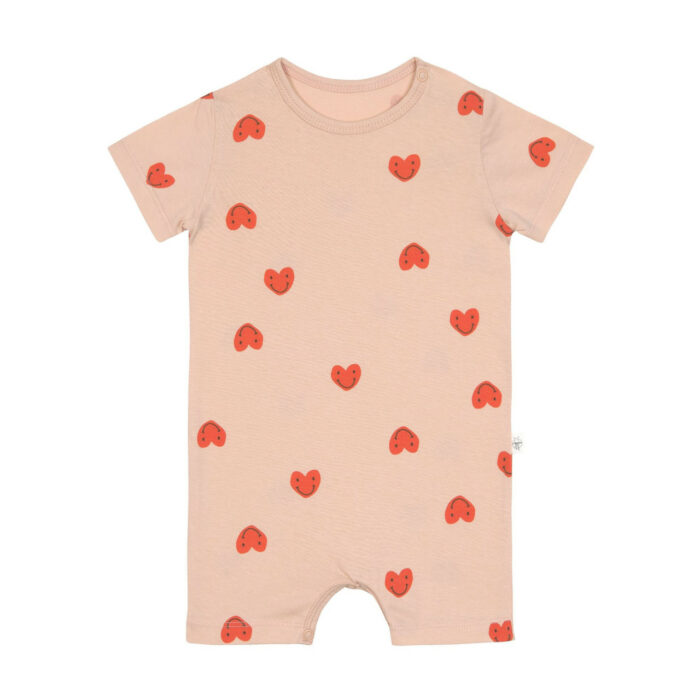Combinaison courte pour enfant - coton bio, Coeur rose (Lassig)