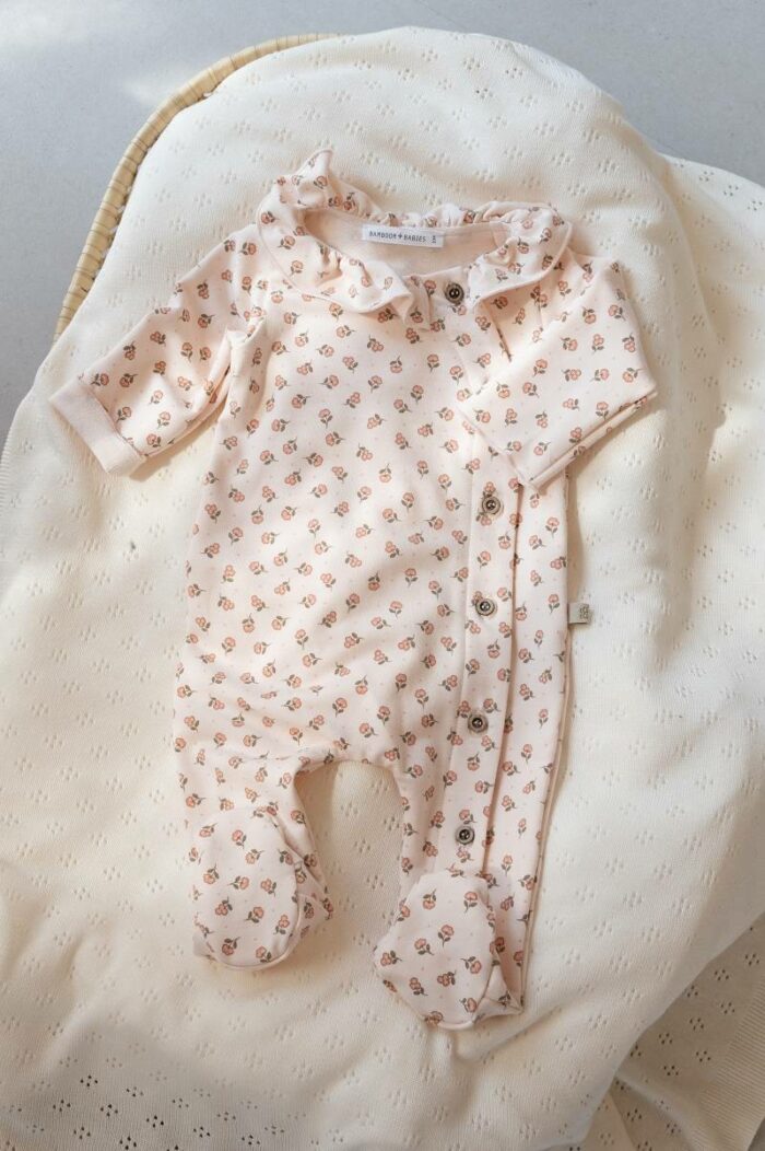 Combinaison ouverture latérale avec pieds Bimba - PEACH BLOSSOM  (Bamboom)