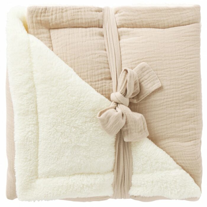 Couverture peluche double gaze et microfibre 70 X 100cm biscuit  (BB and Co)