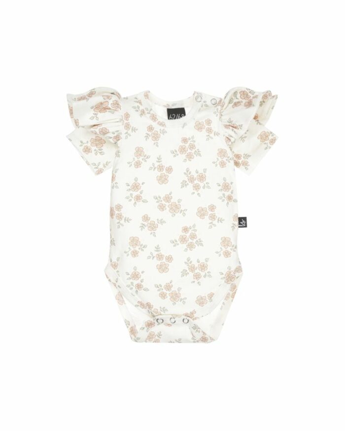 Body manches courtes Boo Flowers Salmon (Babystyling)