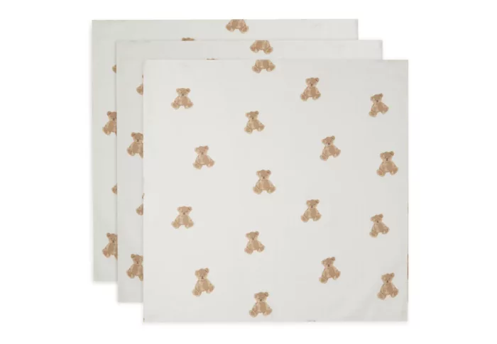 Lange gaze de coton 70x70cm Teddy Bear - 3 pièces (Jollein)