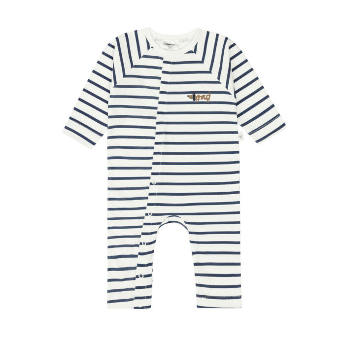 Grenouillère bébé - bio boton, chien marine (Lassig)