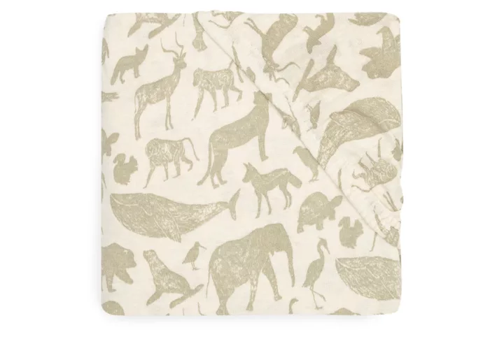 Drap-housse Jersey 40/50x80/90cm Animals Olive Green(Jollein)